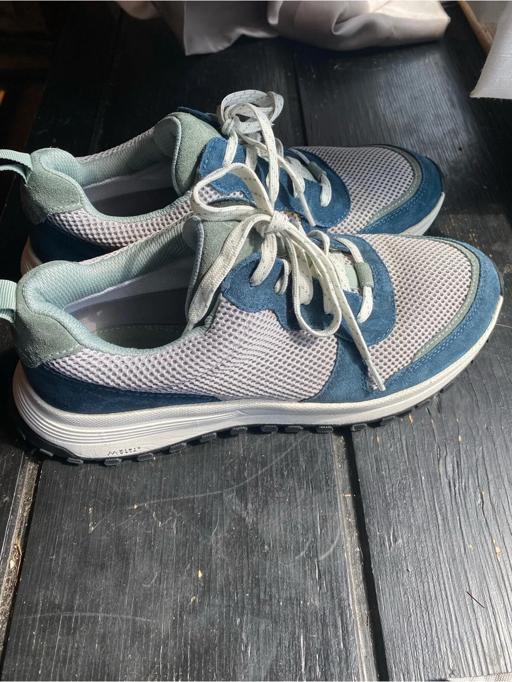 Clarks Men’s Blue and Light Gray Suede Mesh Sneakers